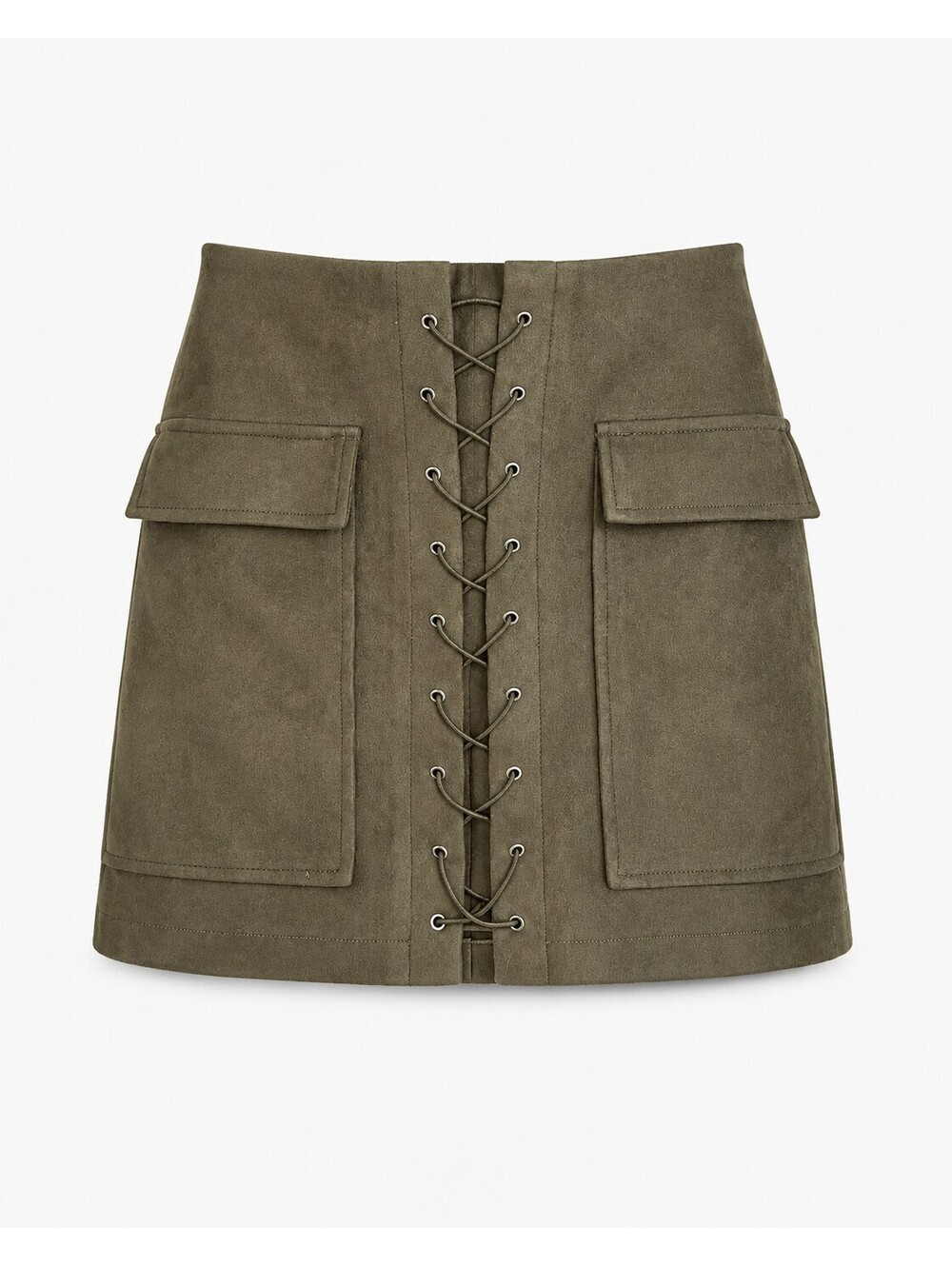 Goodnight Macaroon Faux Suede Lace Up Cargo Mini Skirt Y2K Utility S